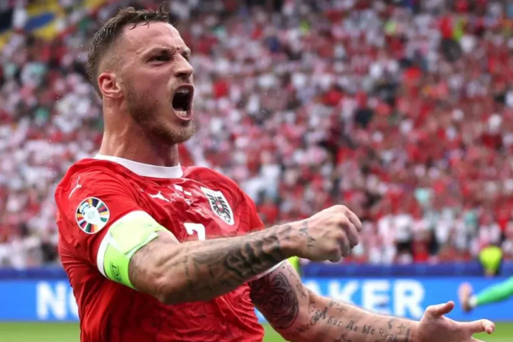 Euro 2024 : Belanda Diganjal VAR, Persaingan Grup D Hidup Lagi Foto : Striker Austria, Marko Arnautovic dalam selebrasi gol di Euro 2024 (c)uefa.com