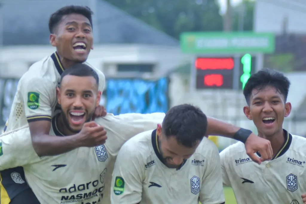 Laga PSIM Tak Tuntas, Nusantara United Melejit Foto : selebrasi gol Jason Romero (c)medianusantaraunitedfc