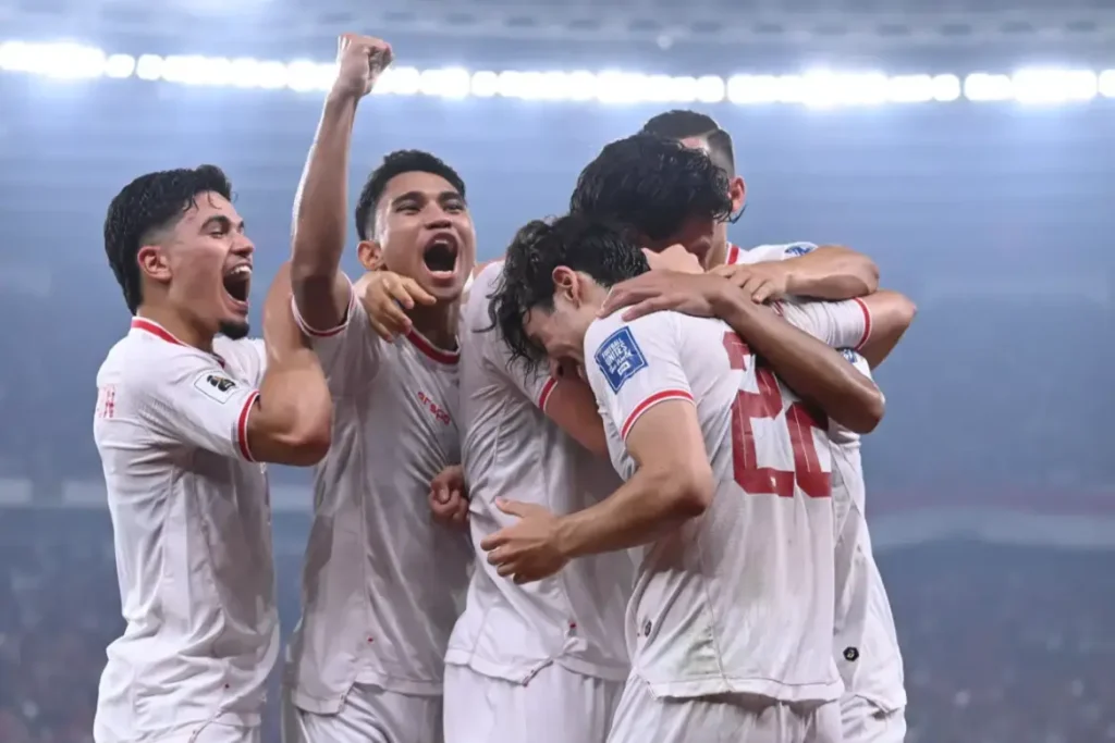 Huni Urutan 5, Timnas Indonesia Optimis Dengan Peluang Yang Ada Foto : selebrasi Marselino Ferdinan dalam gol Indonesia (c)fifa.com