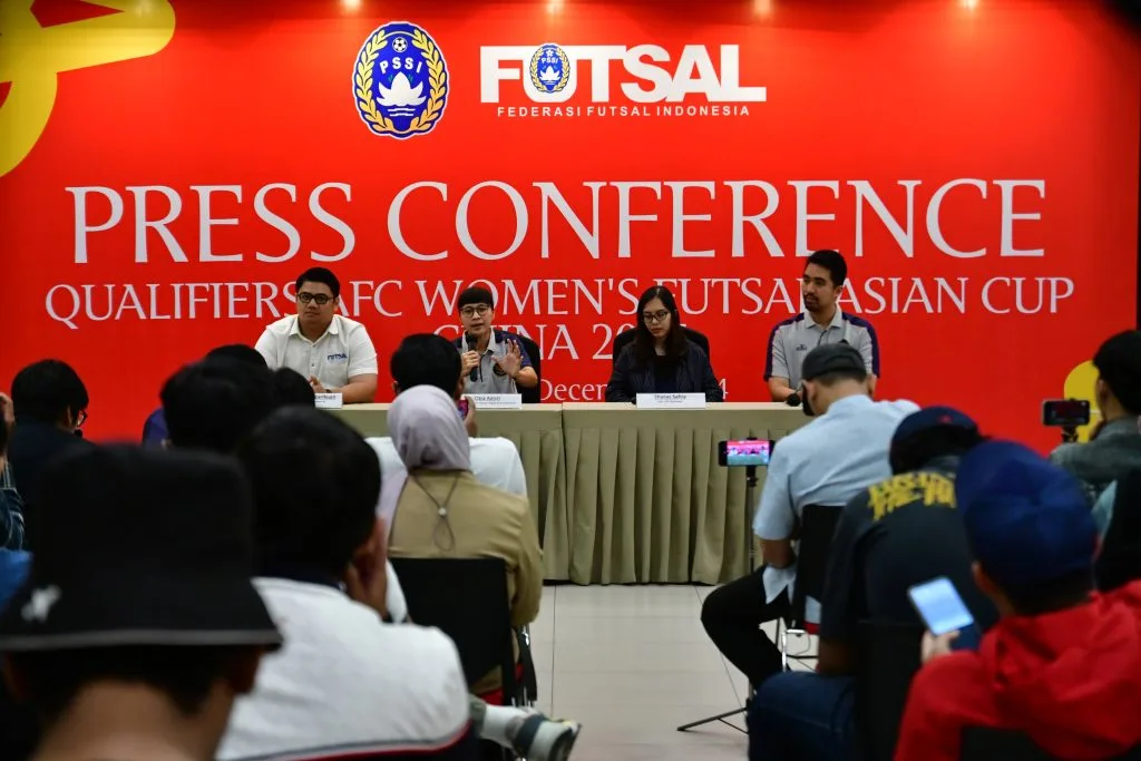 Jadi Tuan Rumah Kualifikasi Womens Futsal Asian Cup 2025, Indonesia Siap Raih Juara Press Conference pelaksanaan Kualifikasi Womens Futsal Asian Cup 2025. Foto : FFI