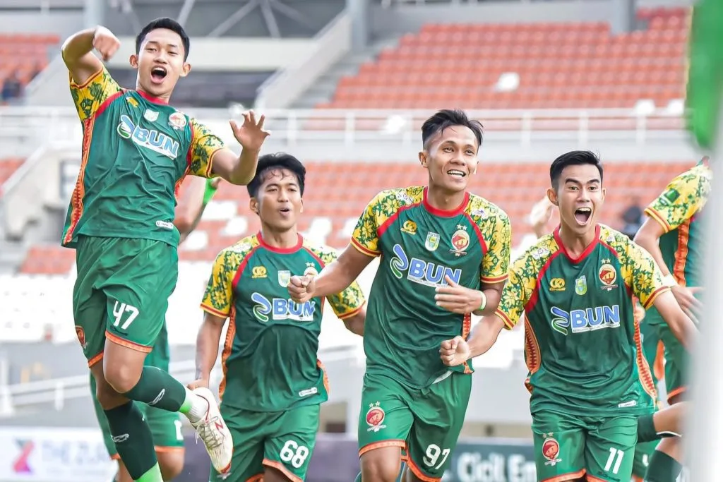 Review Play-Off Liga 2: Poin Krusial Tim Away, Laga Tunda Di Subang Foto : selebrasi gol pemain Sriwijaya FC (c)instagram-sriwijayafc.id